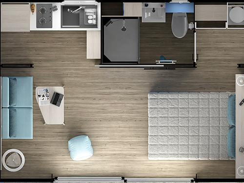 plan mobil home prenium bord d'étang